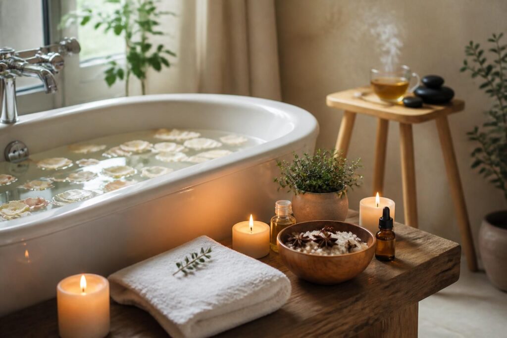 découvrez nos recettes et rituels de spa pour un bain relaxant à la maison, afin de profiter d'un moment de détente intense et bien-être chez vous.