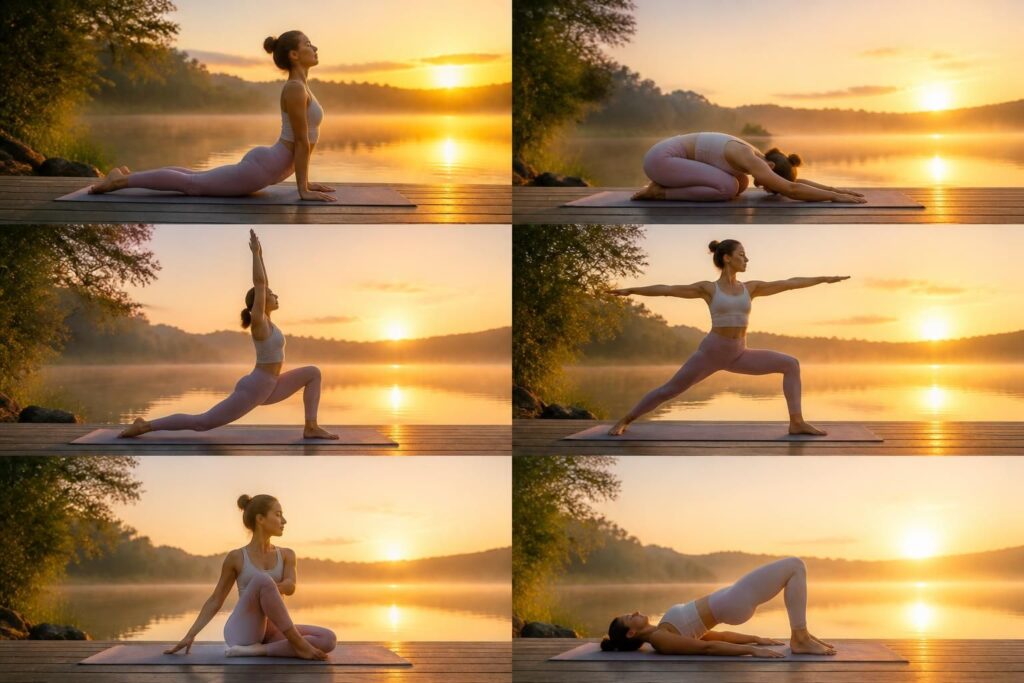 découvrez 6 postures de yoga douces pour réveiller votre corps en douceur et commencer la journée avec énergie et sérénité.