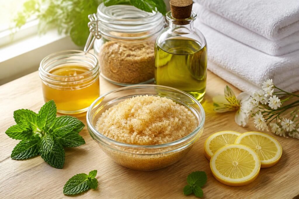 découvrez nos recettes maison de gommages pour le corps, douces et efficaces, pour une peau exfoliée, douce et revitalisée naturellement.