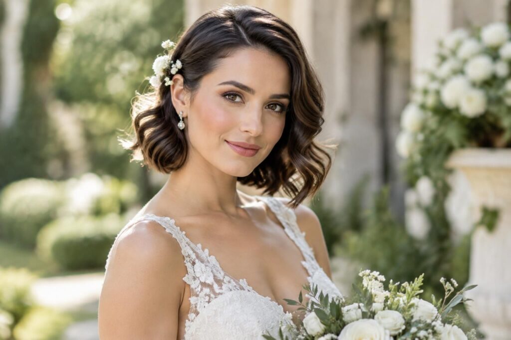 découvrez des idées de coiffure de mariage chic pour cheveux au carré : chignon, ondulations et accessoires élégants pour sublimer votre jour j.