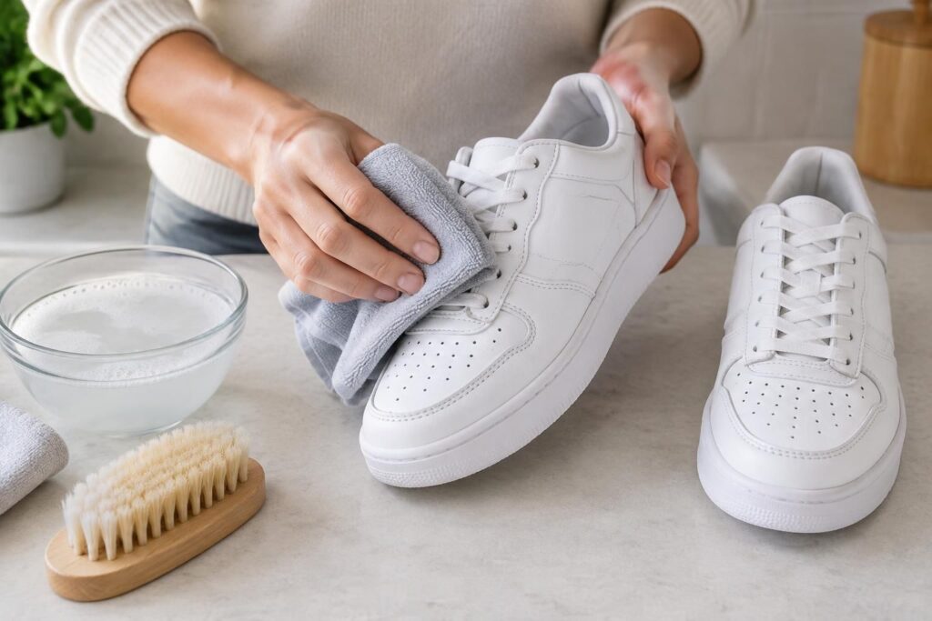 découvrez comment nettoyer des baskets blanches en cuir sans les jaunir : gestes doux, produits adaptés et conseils pour préserver leur éclat.